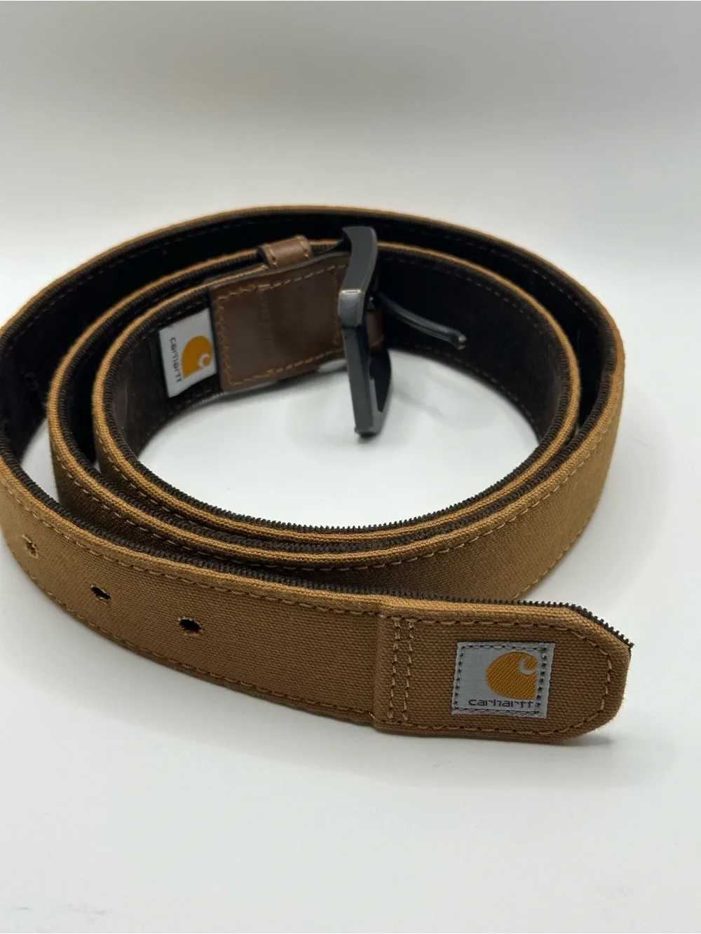 Carhartt Tan Canvas Belt with Dark Metal Buckle